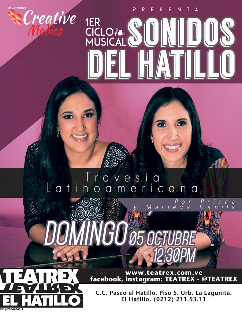 Prisca y Marieva Dávila presentan el concierto “Travesía latinoamericana”  para cerrar el ciclo musical “Sonidos del Hatillo”  